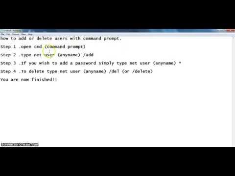 How to add or delete user accounts on windows 7 using Command Prompt