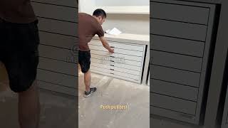 Drawer material panel display cabinet installation site in customer showroom