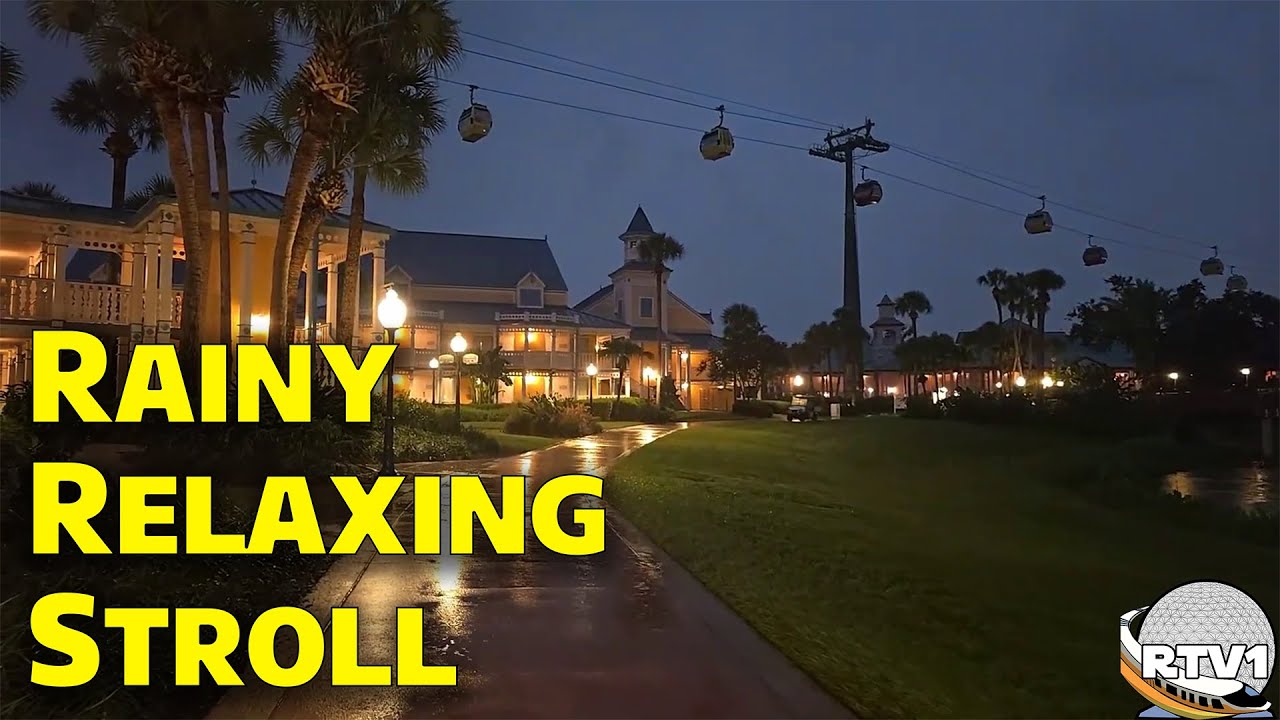 Relaxing Rainy Night Stroll at Disney's Caribbean Beach Resort