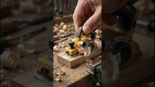 Miniature hand planer (yellowblack body, metal base plate, blade adjustment knob)