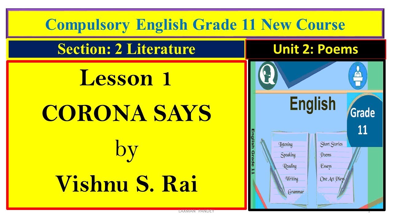 Corona Says lesson 1 Of Unit 2 section 2 Compulsory English Grade corona-says-lesson-1-of-unit-2-section-2-compulsory-english-grade