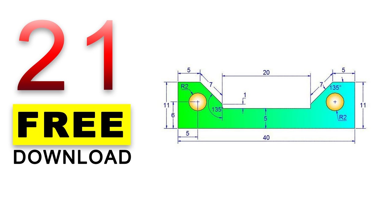 Autocad 2d drawing tutorial and free file and template download. - YouTube
