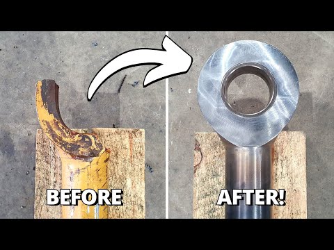 Replacing BROKEN Eye on Hydraulic Cylinder for CAT 631 Scraper | Machining, Welding, Milling