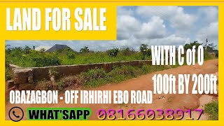 LAND FOR SALE IN BENIN CITY,  EDO STATE -  NIGERIA - OBAZAGBON - OFF IRHIRHI EBO ROAD
