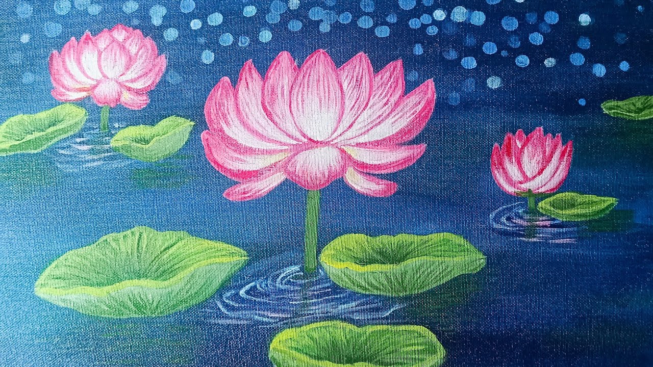 Lotus Acrylic painting #acrylicpainting #canvas