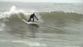 Surfers In Lake Superior While Snowing in Duluth, MN - 3/16/2016
