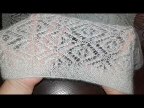 Вязание ажурного палантина спицами со схемами из мохера