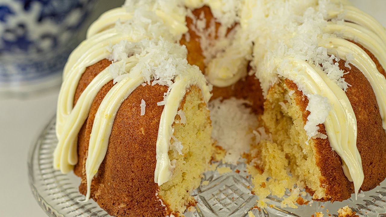 Handmade pottery Pound Cake Baker, Blue Cream Glaze