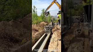 Satisfying Concrete Paving! How Drainage Channels are Built 🚜👷‍♂️ #shorts