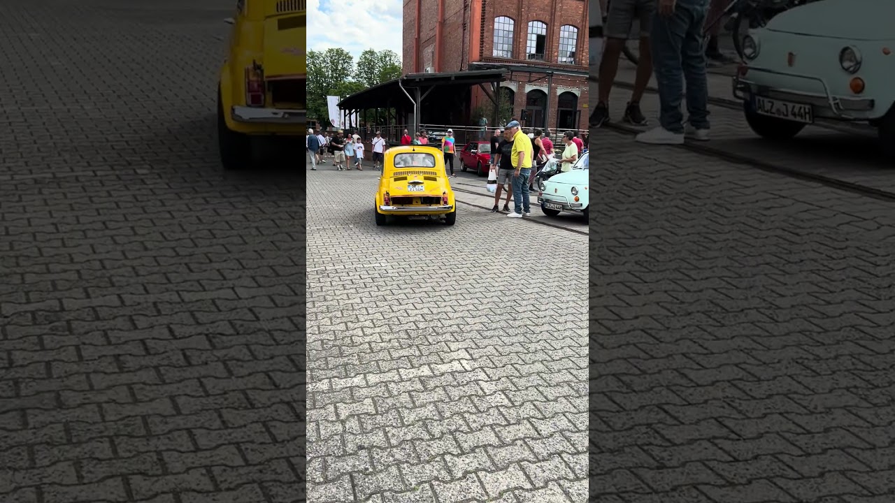 Classic yellow Fiat 500 Abarth 595 sound 