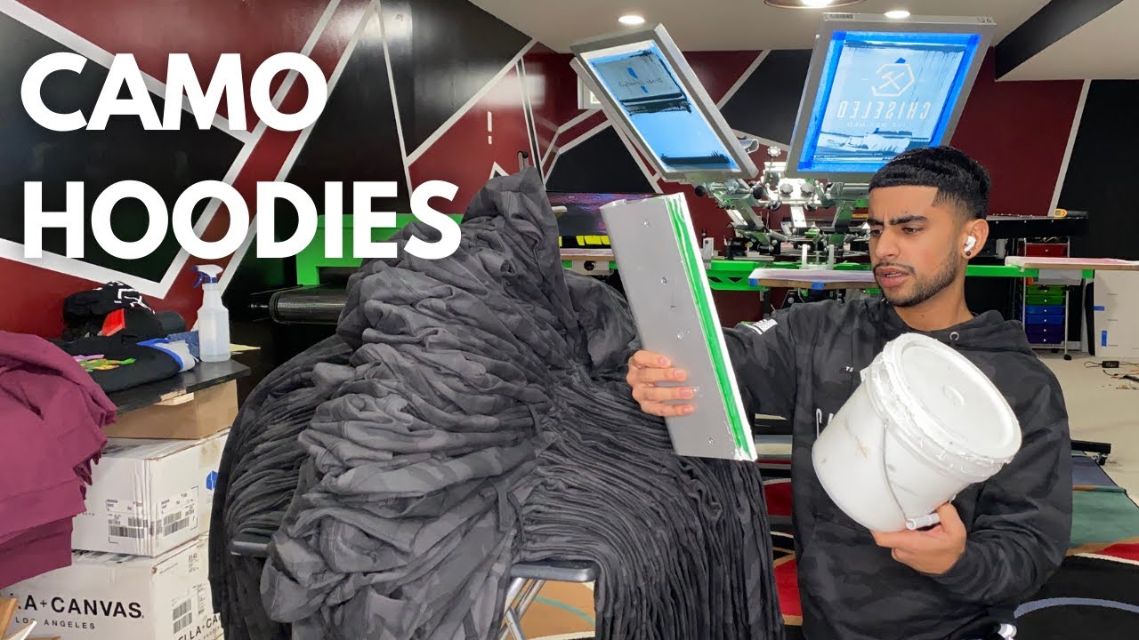 SCREEN PRINTING Black Camo Hoodies