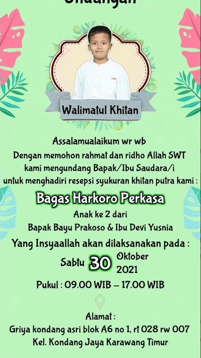 Undangan Digital Khitan | Walimatul Khitan | Khitanan | Sunatan | Animasi kekinian versi portrait