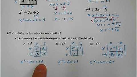 CPM Integrated II Lesson 5.2.2 Completing the Square