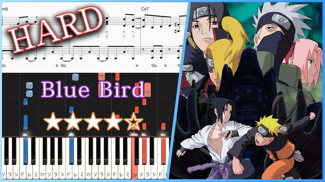 Naruto Shippuden OP 3 - Blue Bird - Hard Piano Tutorial + Sheets【Piano Arrangement】