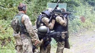 Russian #FSB operators during training with tactical shield, | Exclusive archive video material