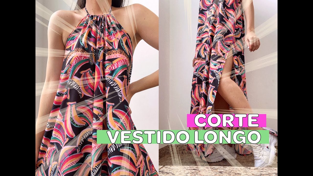 CORTE VESTIDO LONGO CAVA AMERICANA + FRANZIDO NO DECOTE