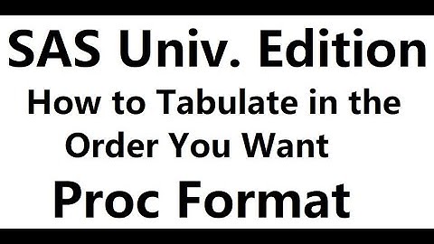2020 06 05. SAS University Edition. How to Tabulate in the Order You Want. Proc Format