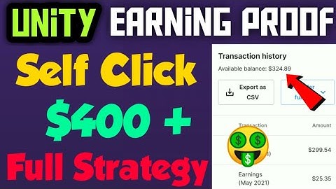 Unity Ads Earning Proof | Earn $50 Per Day With Unity Ads | Unity Payment Proof  unity earning trick