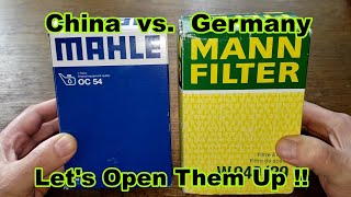 Mahle OC54 Oil Filter vs. MANN W90/29 Oil Filter Cut Open Comparison