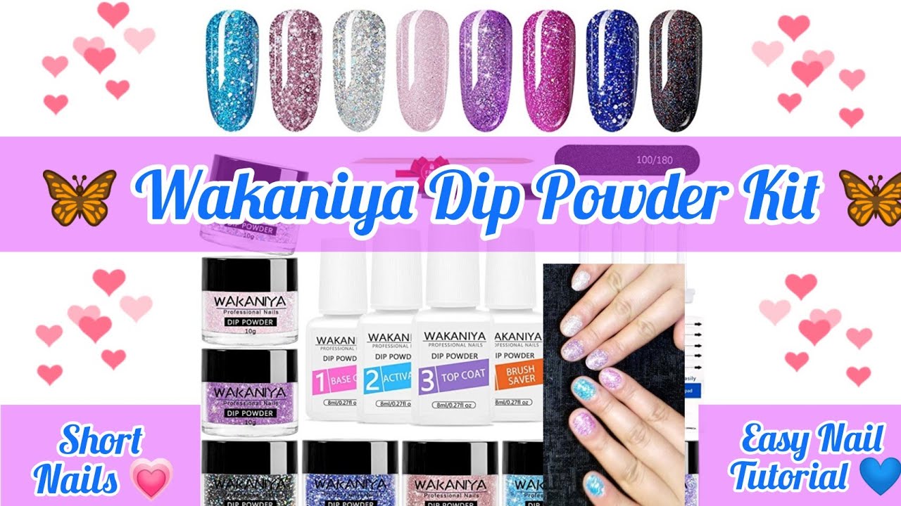 Trying WAKANIYA Dip Powder Starter Kit Short Nail Tutorial. YouTube
