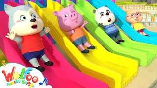 🚗 Wolfoo and Five Little Babies on the Slide ⚽️ | Nursery Rhymes | Kids Cartoon | Wolfoo Family Song