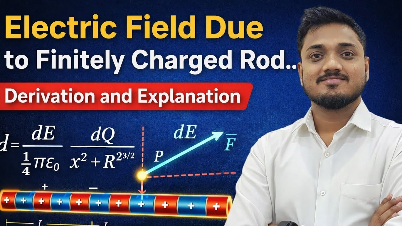 ELECTRIC FIELD DUE TO FINITELY CHARGED ROD (Derivation) - YouTube