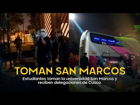 Estudiantes toman la universidad San Marcos y reciben buses que llegan para la marcha de los 4 suyos