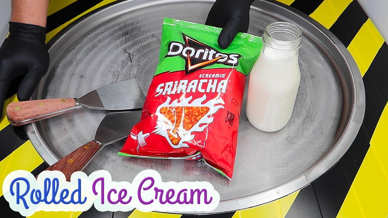 SCREAMING SRIRACHA DORITOS Rolled Ice Cream Made with Spicy Sriracha