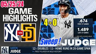 Yankees vs SD Padres Full Game Highlights (Judge Sweep 👊) May 25, 2024 | Yankees dominated !
