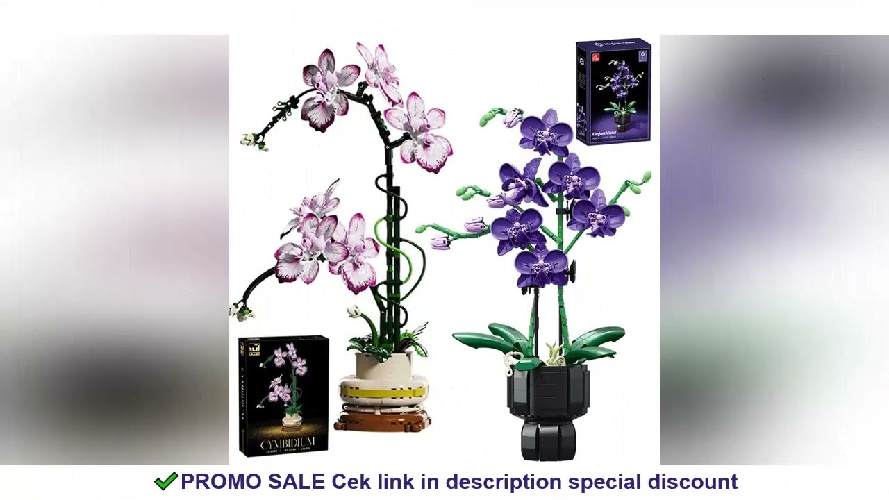 Creative Orchid Cymbidium Eternal Flowers Potted Plant Building Blocks Simulation Phalaenopsis DIY B