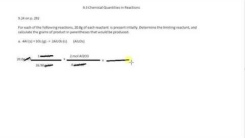 Chemistry 9.3 Limiting Reactants