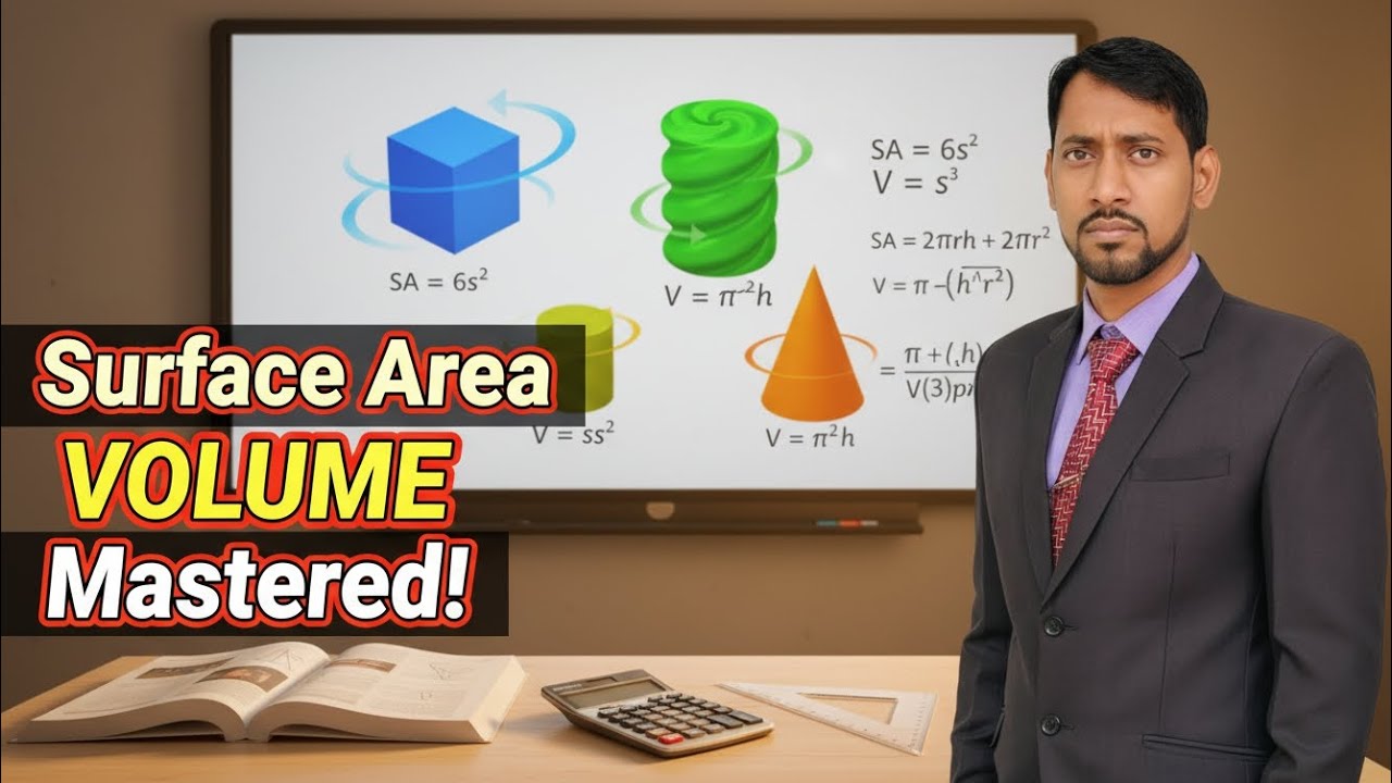 Surface Area and Volume | पृष्ठीय क्षेत्रफल और आयतन | Class 10th 🔥