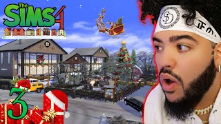 My BEST Sims 4 BUILD Gets a STARBUCKS | The Sims 4 Christmas Village - Part 3