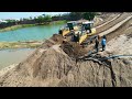 Awesome Operation Twos Mighty Shantui Dh17C2 Push Sand Cover On Pond For Bridge Construction