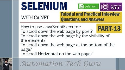 PART 13|JavaScriptExecutor in Selenium with C#|Tutorial and Practical Interview Question and Answers