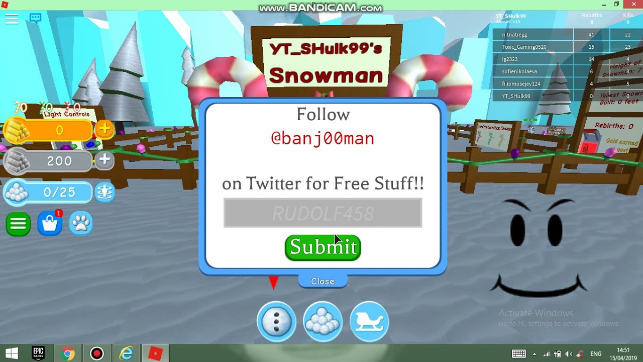 Snowman Simulator Codes April 2019 Youtube - new snowman simulator roblox youtube
