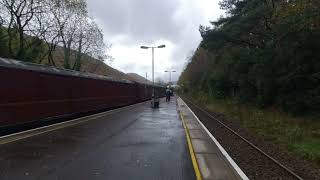 Steam train arriving at Arrochar &amp; Tarbet in Scotland on 2022/10/30 at 1428 in VR180
