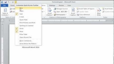 Word 2010: Quick Access Toolbar