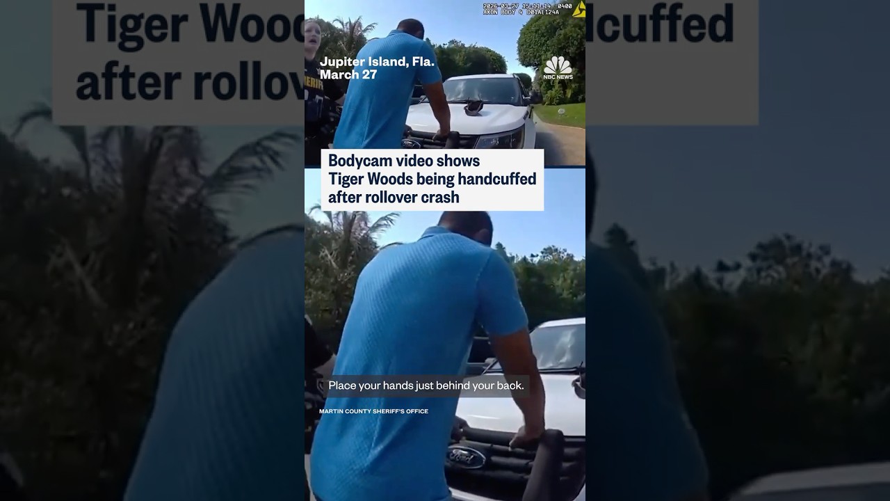Bodycam video shows Tiger Woods being handcuffed after rollover crash