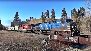 CEFX AC4400CW 1052 Leads CP 668 Potash Train East Thru Fort Steele, British Columbia