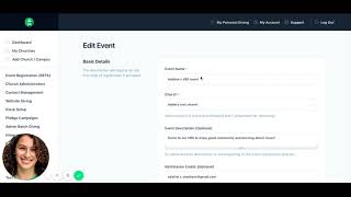 Edit event with Tithe.ly