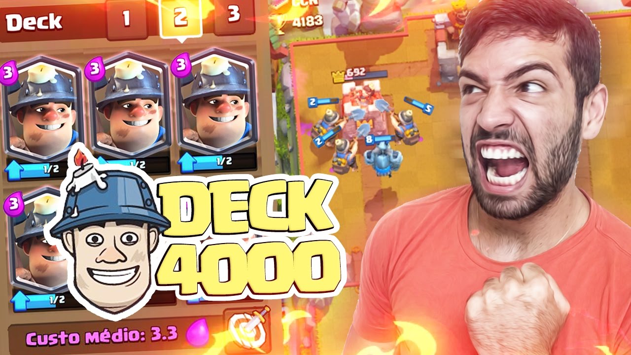 hog miner deck clash royale O MELHOR DECK DE MINEIRO (MINER) PARA CHEGAR NOS 4000 TROFÉUS - Clash Royale