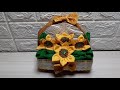 Ideia com caixa de leite cesta peso de porta com girasol