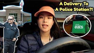 I delivered Uber Eats to a Police Station.. L.A Deliveries big tips! Uber Eats Ride Along Door Dash