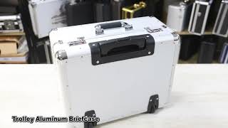 Work Rolling Briefcase With Wheel Aluminum Briefcase Sliver Attache Case