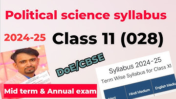 class 11 political science syllabus English medium 2024-25 /midterm sy doe syllabus class 11