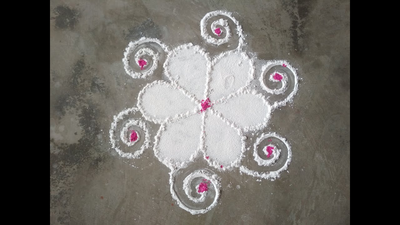 Single Rangoli Simple Rangoli using single color and with hand | Rangoli for festivals ...