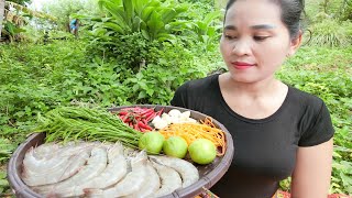 Rural Cooking Shrimp Recipe Very Hot  / Eating Papaya With Chili Delicious screenshot 3
