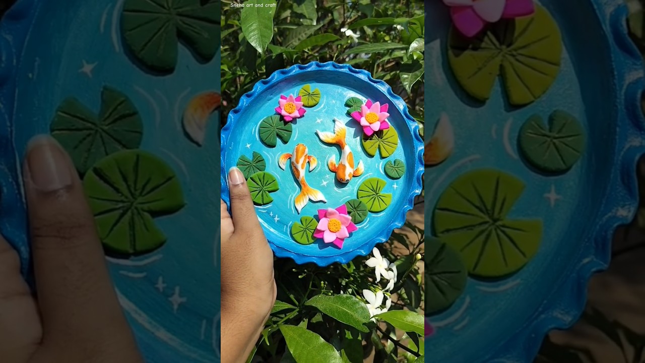 Diy Lotus pond 🪷🐚🍀🫧#shorts #youtubeshorts #diy #art #artist #viralvideo #trending