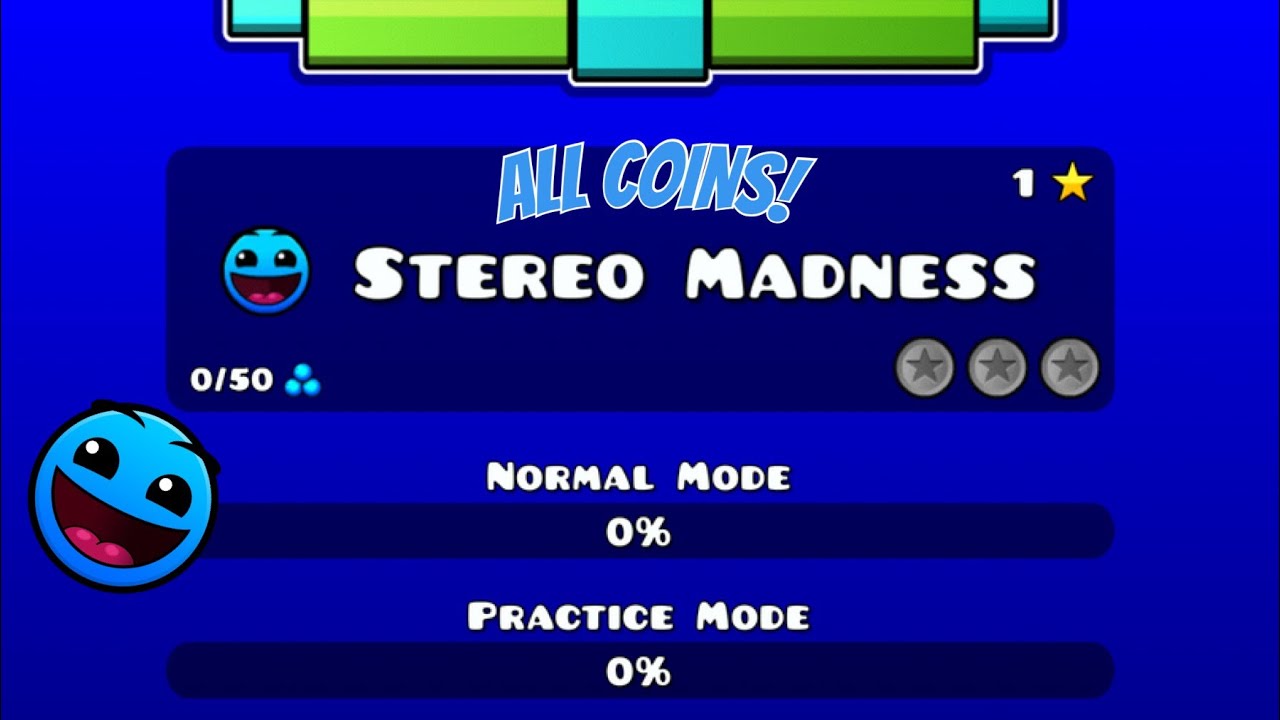 Geometry Dash Stereo Madness All Coins! YouTube